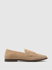 Schuh Reem Woven Brown Loafers - Image 1 of 4