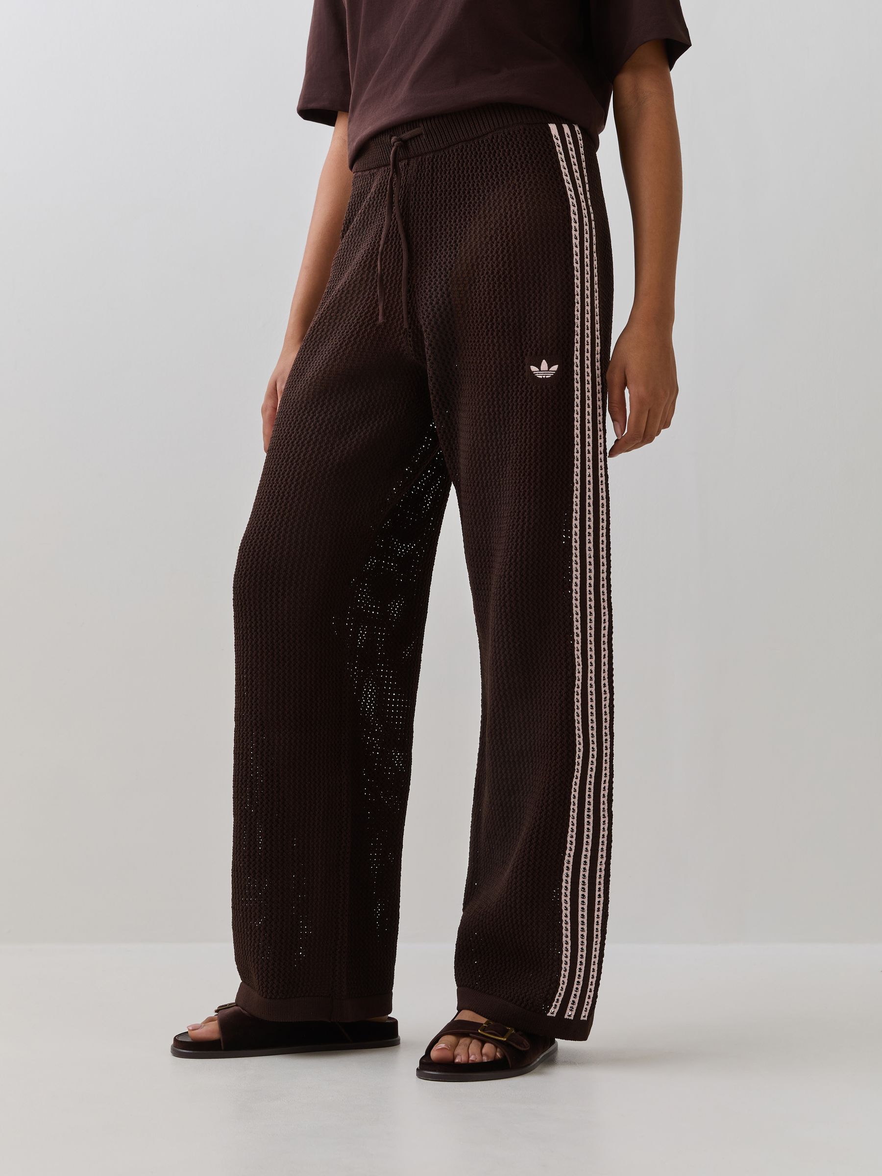 Buy adidas Originals Brown Knitted Croched Firebird Trousers from