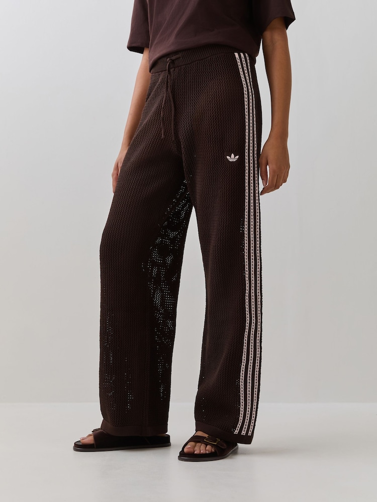 adidas Originals Brown Knitted Croched Firebird Trousers - Image 1 of 7 adidas Originals Brown Knitted Croched Firebird Trousers - Image 1 of 7