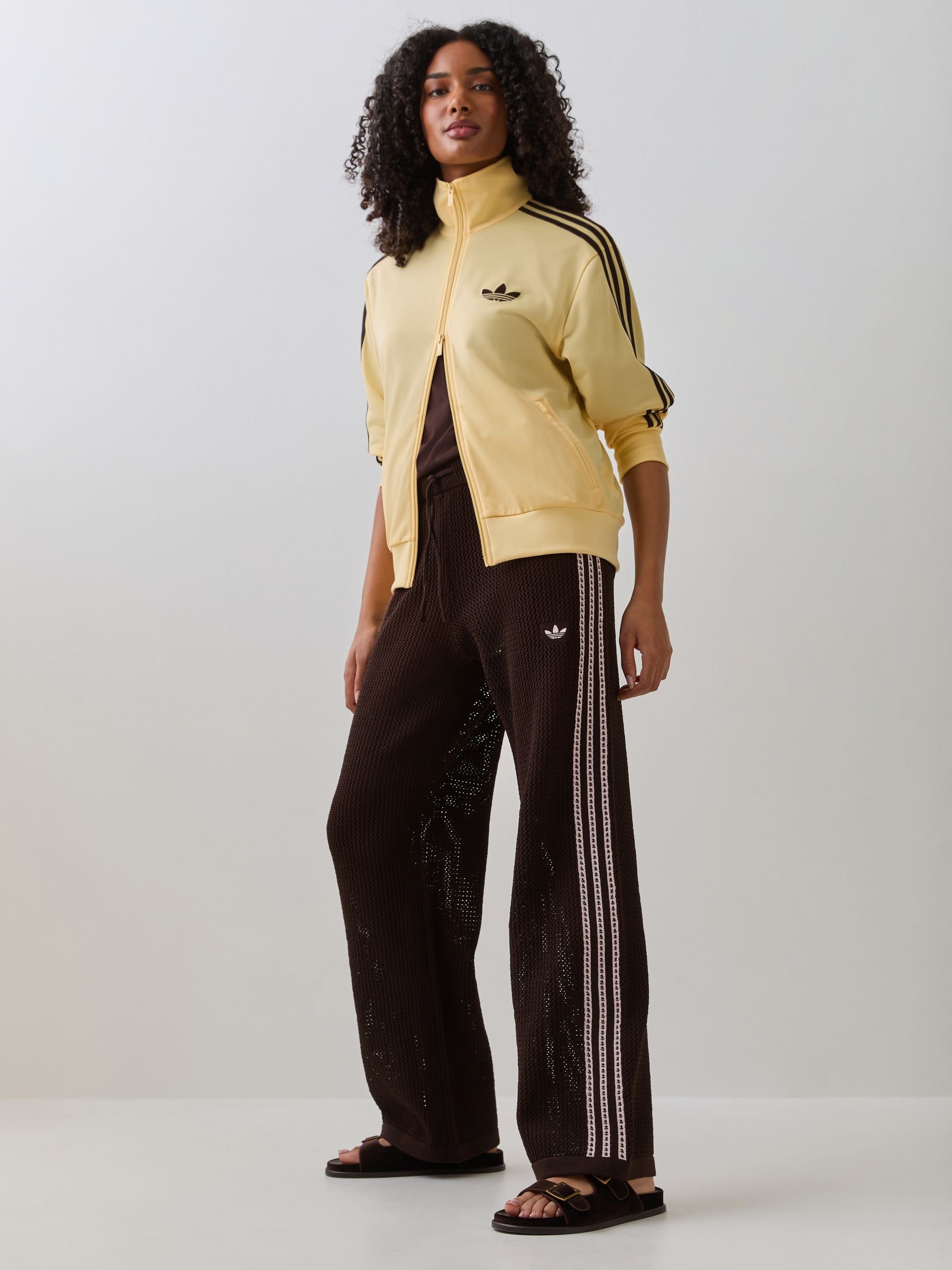 Buy adidas Originals Brown Knitted Croched Firebird Trousers from