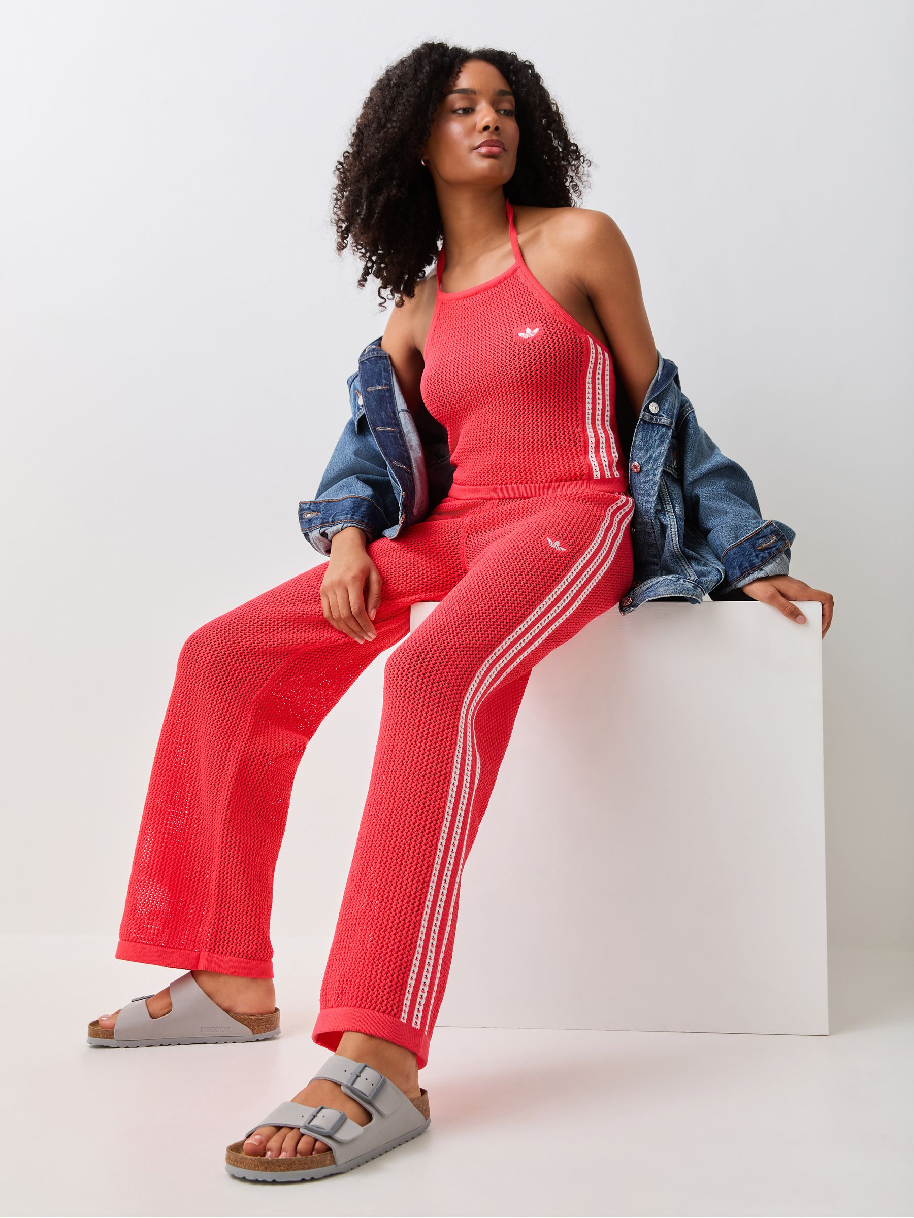 Buy adidas Originals Red Knitted Croched Firebird Trousers from