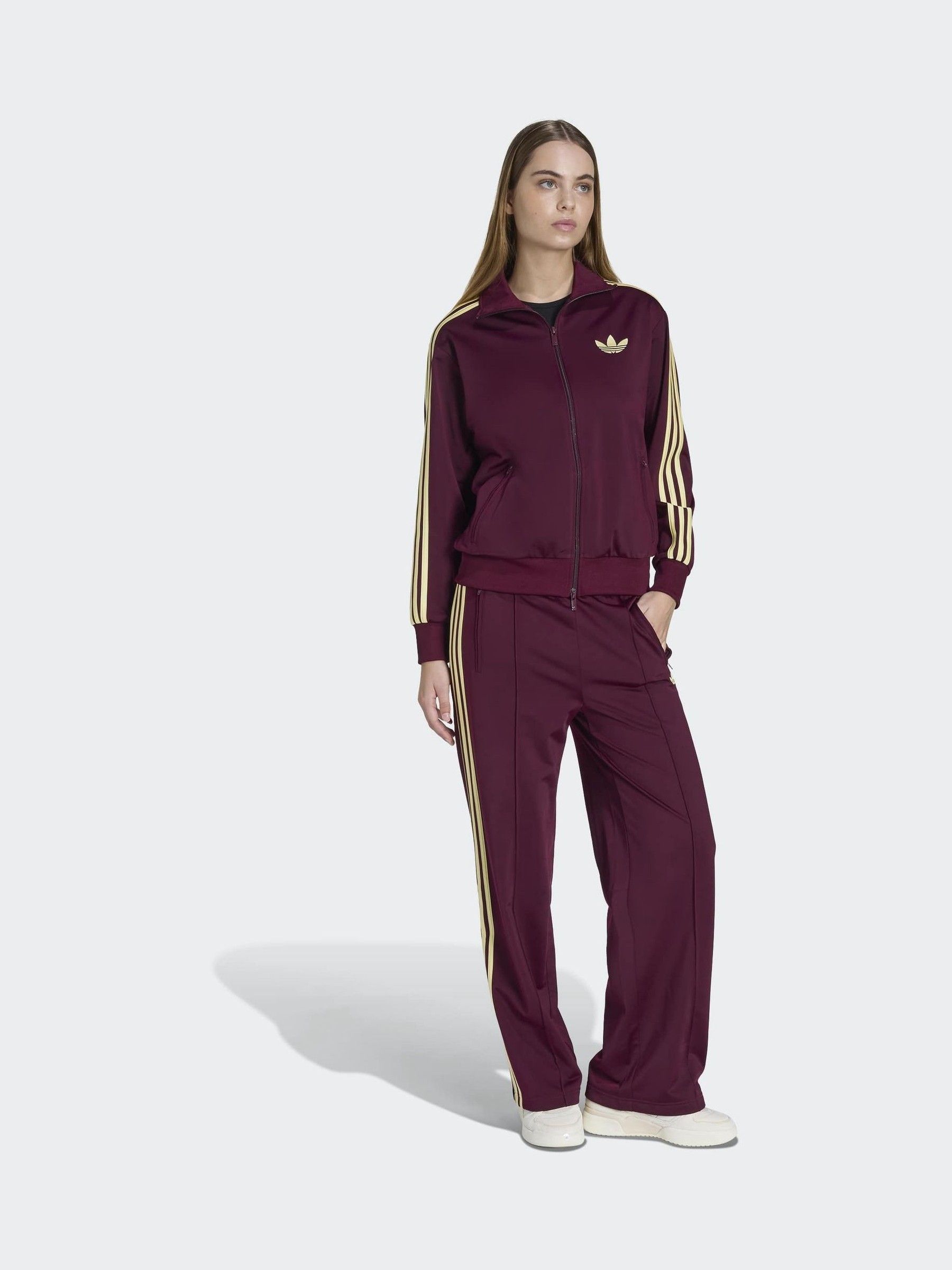 Buy adidas Originals Burgundy Red Firebird Loose Trousers from