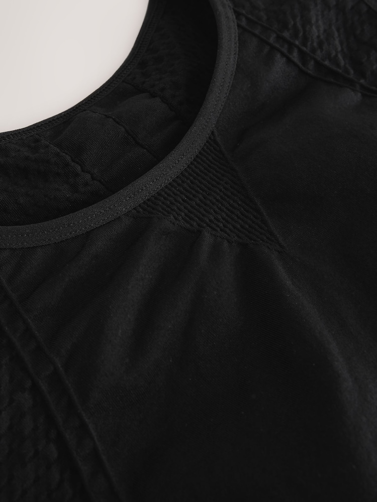 黑色/石色 - 无缝高领中等强度运动胸罩 2 件装 - 11的图像11｝