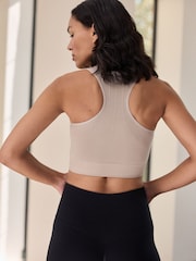 黑色/石色 - 无缝高领中等强度运动胸罩 2 件装 - 11的图像5｝