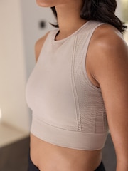 黑色/石色 - 无缝高领中等强度运动胸罩 2 件装 - 11的图像6｝