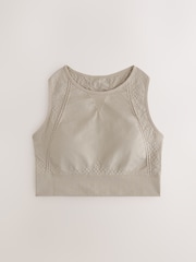 黑色/石色 - 无缝高领中等强度运动胸罩 2 件装 - 11的图像8｝