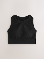 黑色/石色 - 无缝高领中等强度运动胸罩 2 件装 - 11的图像9｝