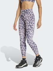 adidas Purple Optime Power Leopard Print 7/8 Leggings - Image 1 of 6