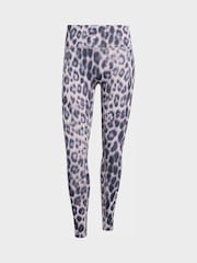adidas Purple Optime Power Leopard Print 7/8 Leggings - Image 6 of 6