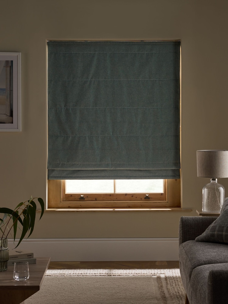 Blue Ready Made Blackout and Thermal Soft Marl Roman Blinds - Image 2 of 7 Blue Ready Made Blackout and Thermal Soft Marl Roman Blinds - Image 2 of 7