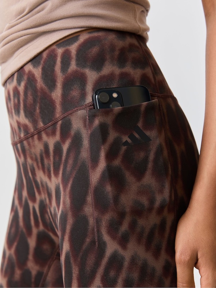 Schwarz - adidas Optime Power Leopard Print 7/8 -Leggings - Bild 4 von 4