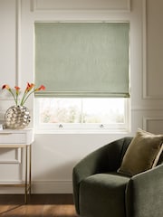 Green Ready Made Blackout and Thermal Soft Marl Roman Blinds - Image 1 of 8