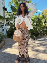 Never Fully Dressed Leopard Print Lace Maeva Midi Skirt - Bild 2 von 8
