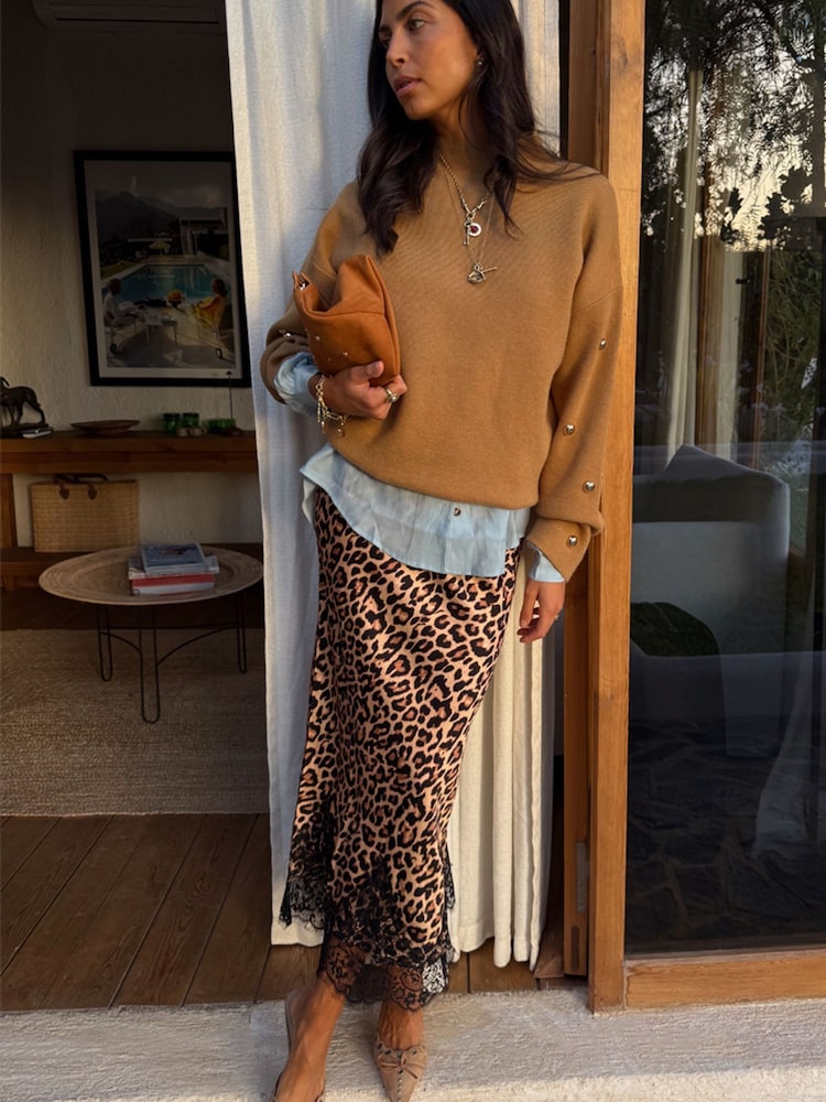 Buy Never Fully Dressed Brown Leopard Print Lace Maeva Midi Skirt from Next  USA