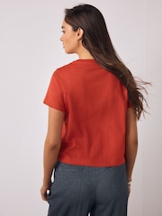 Red Embellished Match Box Short Sleeve Crew Neck Top - Image 4 of 8