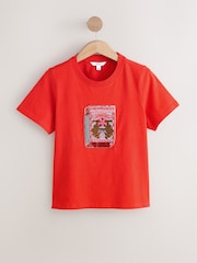 Red Embellished Match Box Short Sleeve Crew Neck Top - Image 6 of 8