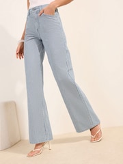 Friends Like These Mid Blue Stripe Everyday Wide Leg Jeans - Image 1 of 4