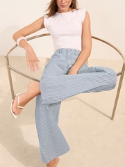 Friends Like These Mid Blue Stripe Everyday Wide Leg Jeans - Image 3 of 4