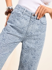 Friends Like These Blue Floral Everyday Wide Leg Jeans - Image 3 of 4