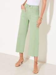 Friends Like These Pistachio Green Wide Leg Cropped Jeans - Image 2 of 5
