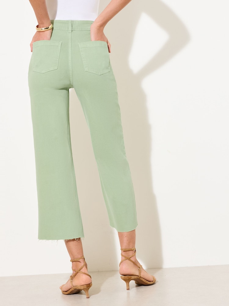 Friends Like These Pistachio Green Wide Leg Cropped Jeans - Image 5 of 5