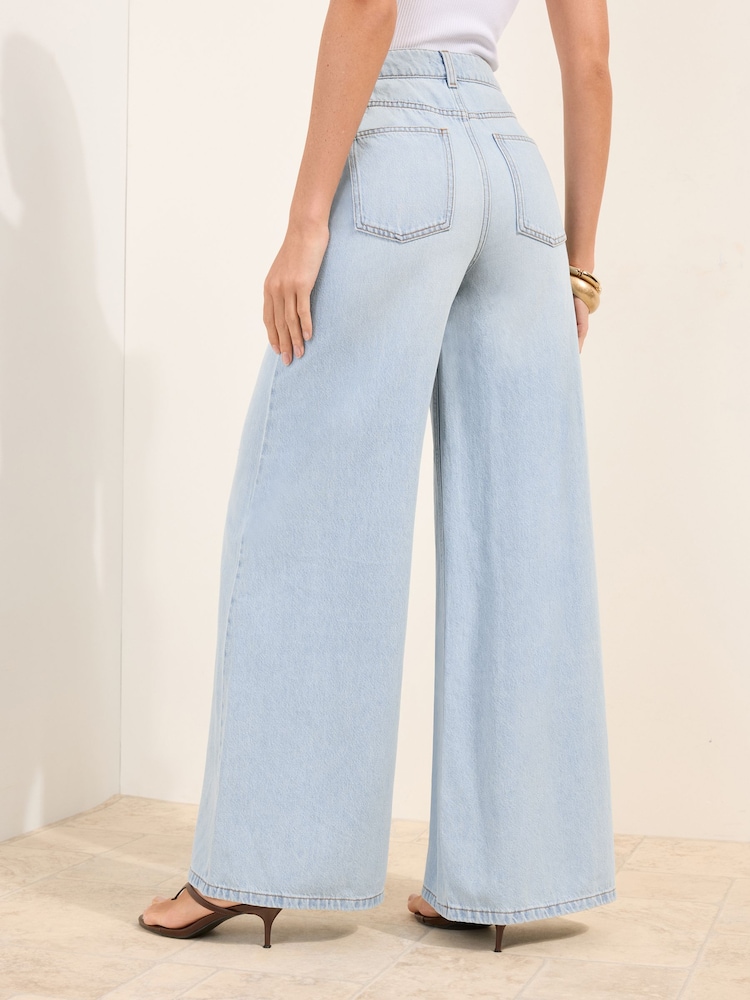 Friends Like These Light Blue Wide Leg Palazzo Denim Jeans - Image 4 of 4