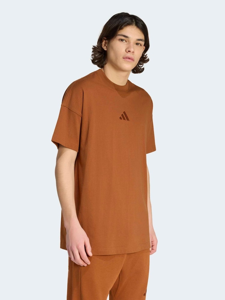 adidas Brown ALL SZN T-Shirt - Image 1 of 6 adidas Brown ALL SZN T-Shirt - Image 1 of 6