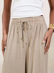 Lipsy Neutral Wide Leg Touch of Linen Trousers - Image 2 of 4