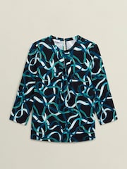 Hobbs Blue Printed Julia Printed Top - Image 1 of 3