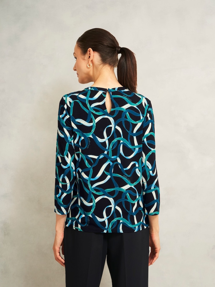 Hobbs Blue Printed Julia Printed Top - Image 3 of 3