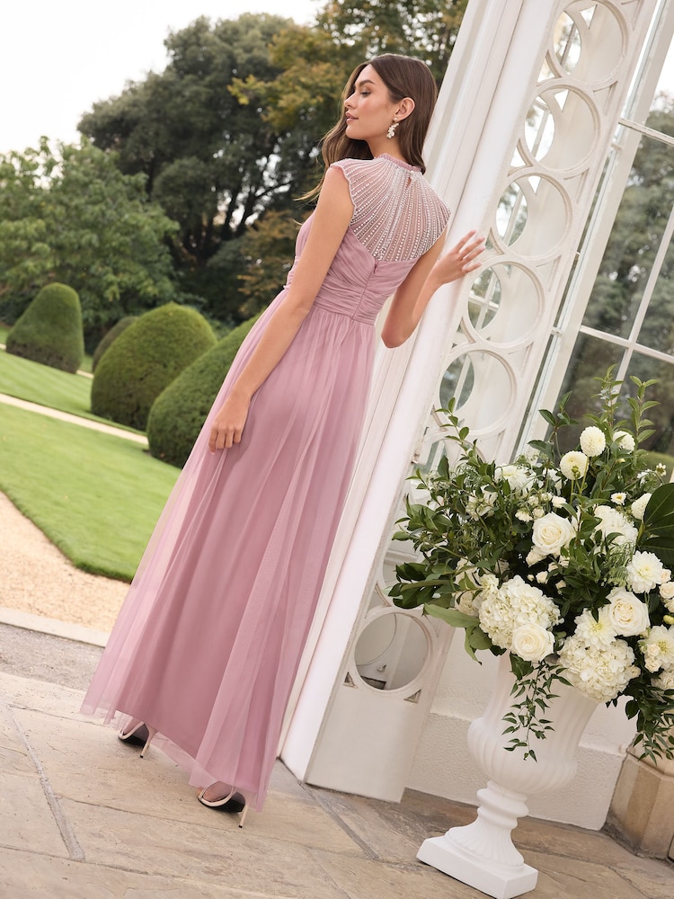 Lipsy Lilac Purple Petite Bridesmaid Embellsihed Detail Maxi Dress - Image 4 of 4