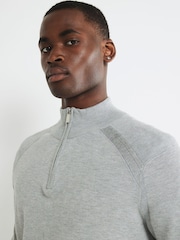 River Island Grey Slim Fit Smart Viscose Half Zip Jumper - Image 2 of 4