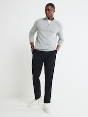 River Island Grey Slim Fit Smart Viscose Half Zip Jumper - Image 3 of 4