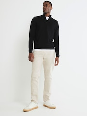 River Island Black Slim Fit Smart Viscose Half Zip Jumper - Image 3 of 4