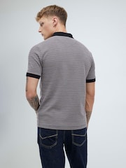 River Island Black Slim Fit Jersey Zip Short Sleeve Polo Shirt - Image 2 of 4