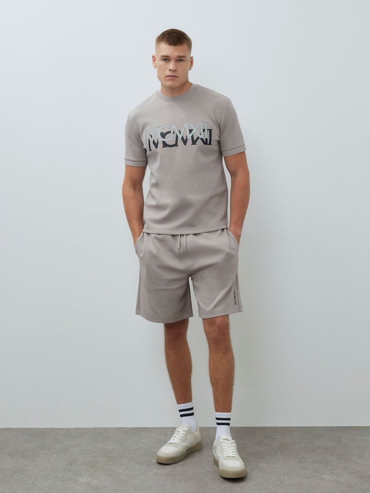 River Island Grey Slim Fit Scuba MCM T-Shirt - Image 2 of 4