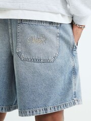 River Island Regular Fit Pull On Denim Shorts - Imagem 4 de 4