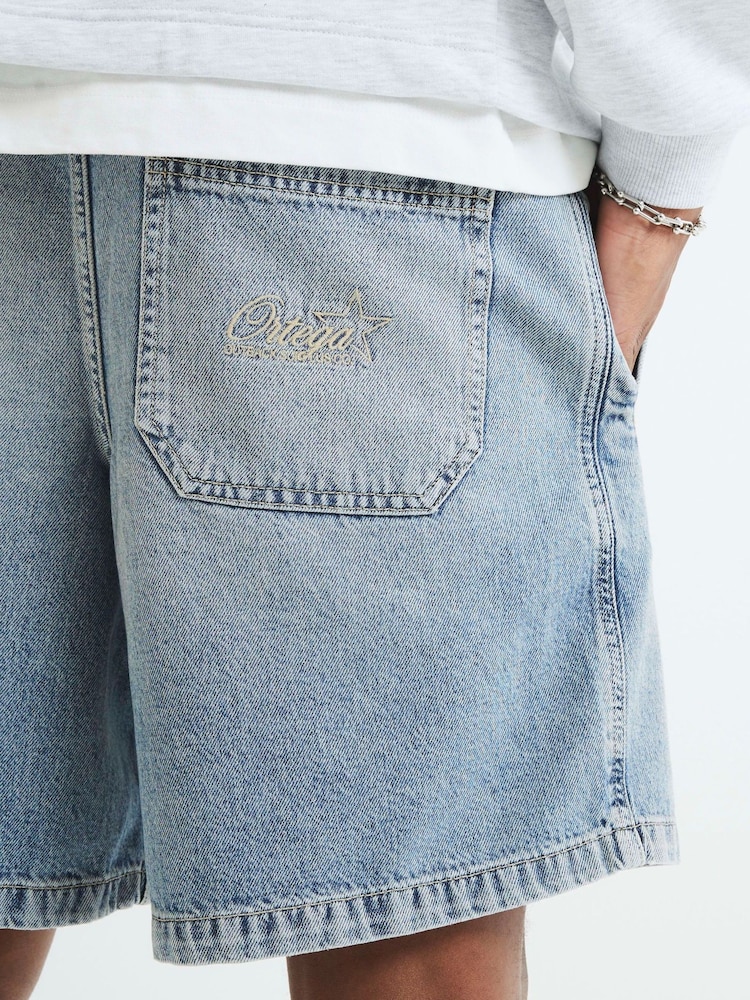 River Island Regular Fit Pull On Denim Shorts - Imagem 4 de 4