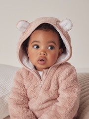 The White Company Pink Fleece Romper - Image 3 of 6