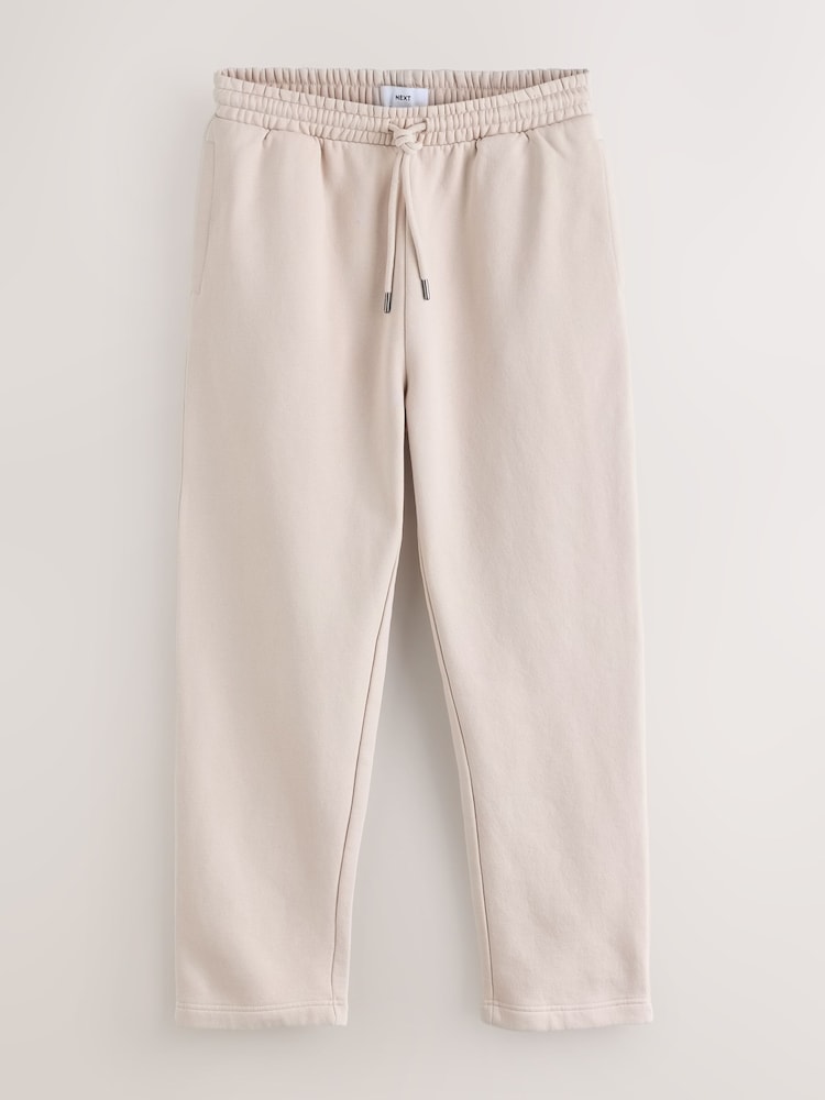 أبيض بيج فاتح - قياس مستقيم - بنطلون رياضي جيرسيه غني بالقطن - صورة 1 من 3