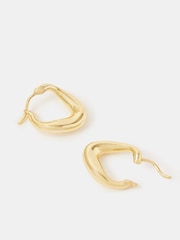 Accessorize Gold Plated 14ct Chunky Oval Hoop Earrings - Image 2 of 3