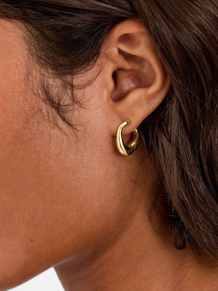 Accessorize Gold Plated 14ct Chunky Oval Hoop Earrings - Image 3 of 3