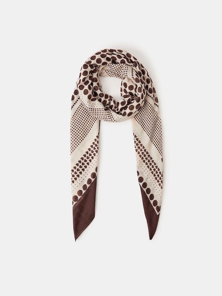Accessorize Natural Large Polka Dot Heart Satin Scarf - Image 1 of 3