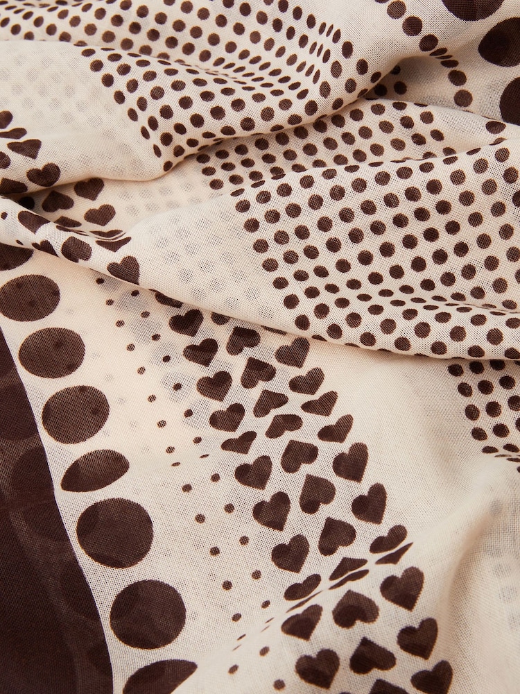 Accessorize Natural Large Polka Dot Heart Satin Scarf - Image 2 of 3