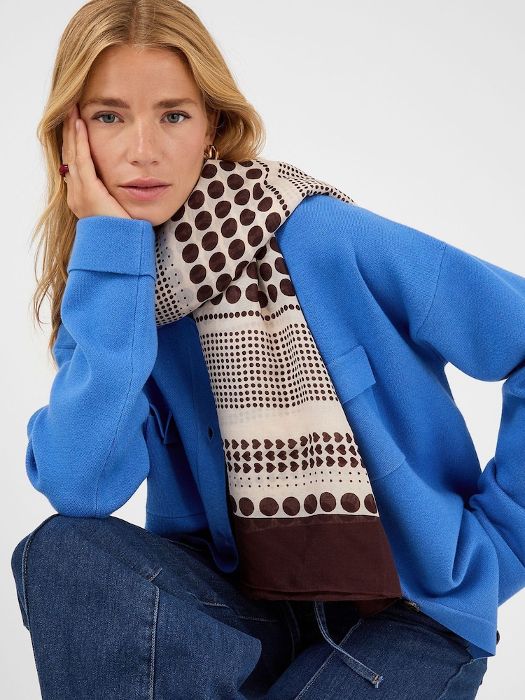 Accessorize Natural Large Polka Dot Heart Satin Scarf - Image 3 of 3