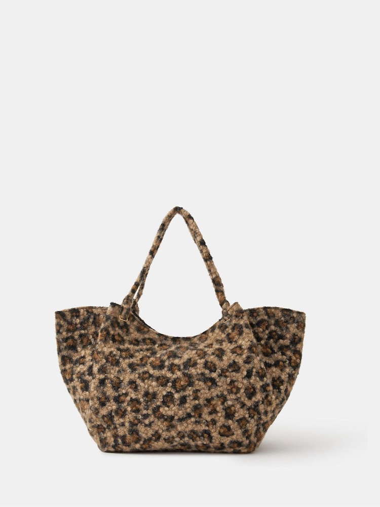 Accessorize Animal Leopard Print Teddy Shoulder Bag - Image 1 of 2