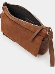 Accessorize Brown Fold Over Zip Leather Cross-Body Bag - Image 2 of 3
