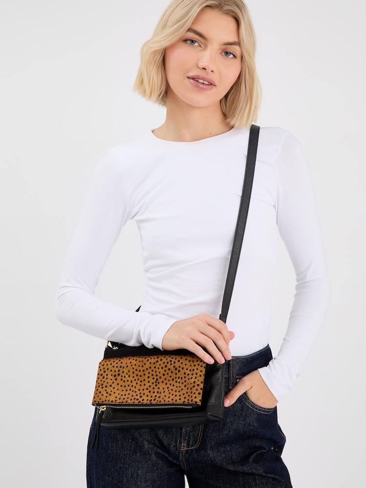 Accessorize Animal Fold Over Zip Leather Cross-Body Bag - Image 3 of 3 Accessorize Animal Fold Over Zip Leather Cross-Body Bag - Image 3 of 3