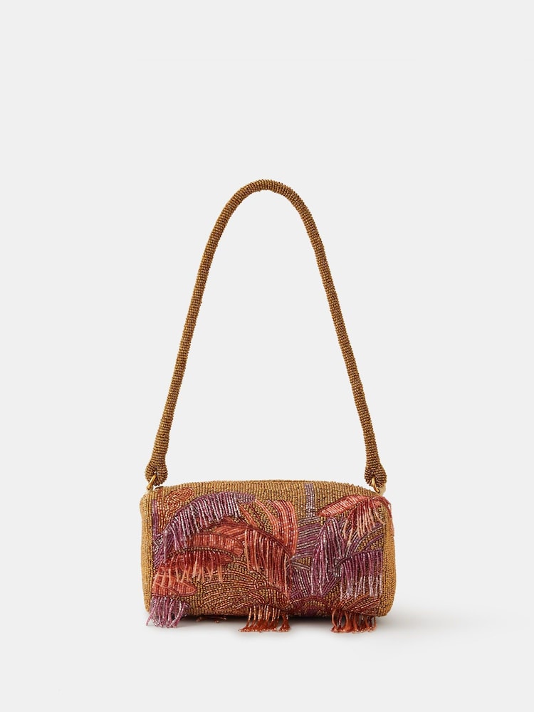 Accessorize Gold Beaded Fringe Shoulder Bag - Image 1 of 2
