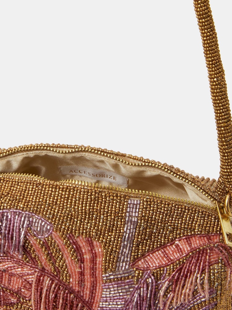 Accessorize Gold Beaded Fringe Shoulder Bag - Image 2 of 2